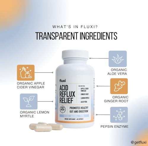  Fluxi Acid Reflux Relief Capsules with Apple Cider Vinegar Ginger Root & Lemon Myrtle for Gas, Bloating and Digestion
|