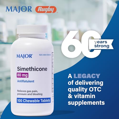  Major Simethicone Gas Relief 80 mg for Relief from Bloating and Gas Pressure - 100 Chewable Tablets
| Major Anti Flatul