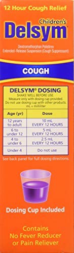 Delsym 12 Hour Cough Relief Grape Flavored Liquid Alcohol Free (Pack of 2) for Adults during Day and Night Symptoms Reli