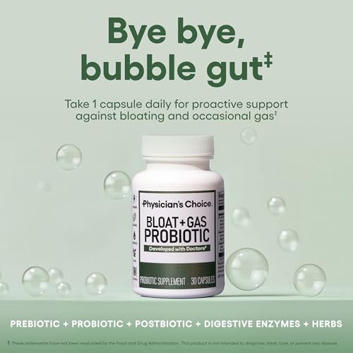 Physician's CHOICE 5-in-1 Probiotic for Digestion & Gut Health - Gas Relief for Adults - 30ct