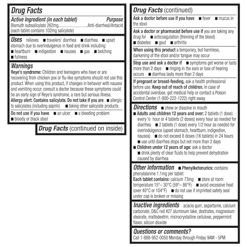 HealthA2Z Bismuth Subsalicylate 262mg Multi-Symptom Relief for Quick Digestive Comfort (50 Count Pack)