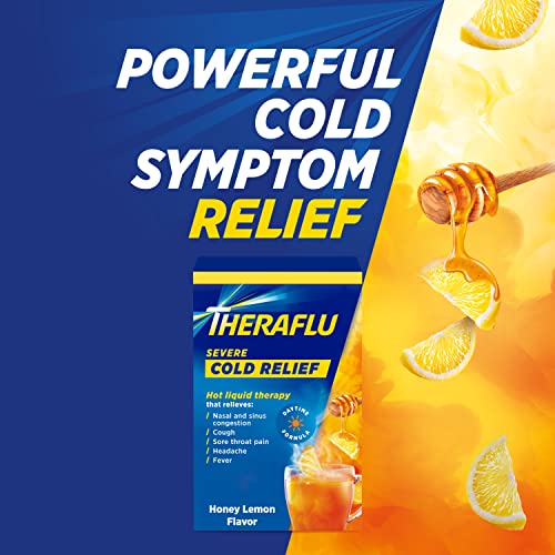 Theraflu Daytime Severe Cold Relief Powder - Cold and Cough Medicine for Cold Symptoms, Honey Lemon Flavors - 6 Count (P