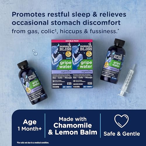 Mommy's Bliss Gripe Water Night Time Relieves Stomach Discomfort
Mommy's Bliss Gripe Water Night Time Gentle & Safe For 