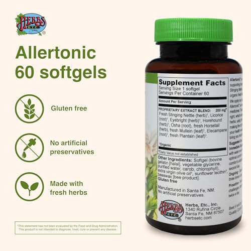 Herbs Etc. Allertonic Healthy Breathing Support 60 Softgels Lung & Respiratory Health Stinging Nettle Seasonal Allergies
