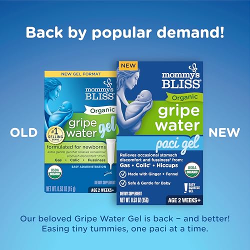 Mommy's Bliss Organic Gripe Water for Newborns, USDA Organic, Relieves Gas & Colic 0.53 Oz (45 Servings)  
Mommy's Bliss
