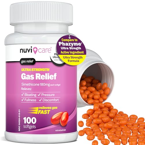 Ultra Strength Gas Relief Simethicone 180mg Softgels for Adults - Stomach Gas Relief Compare to Phazyme Anti Gas Pills -