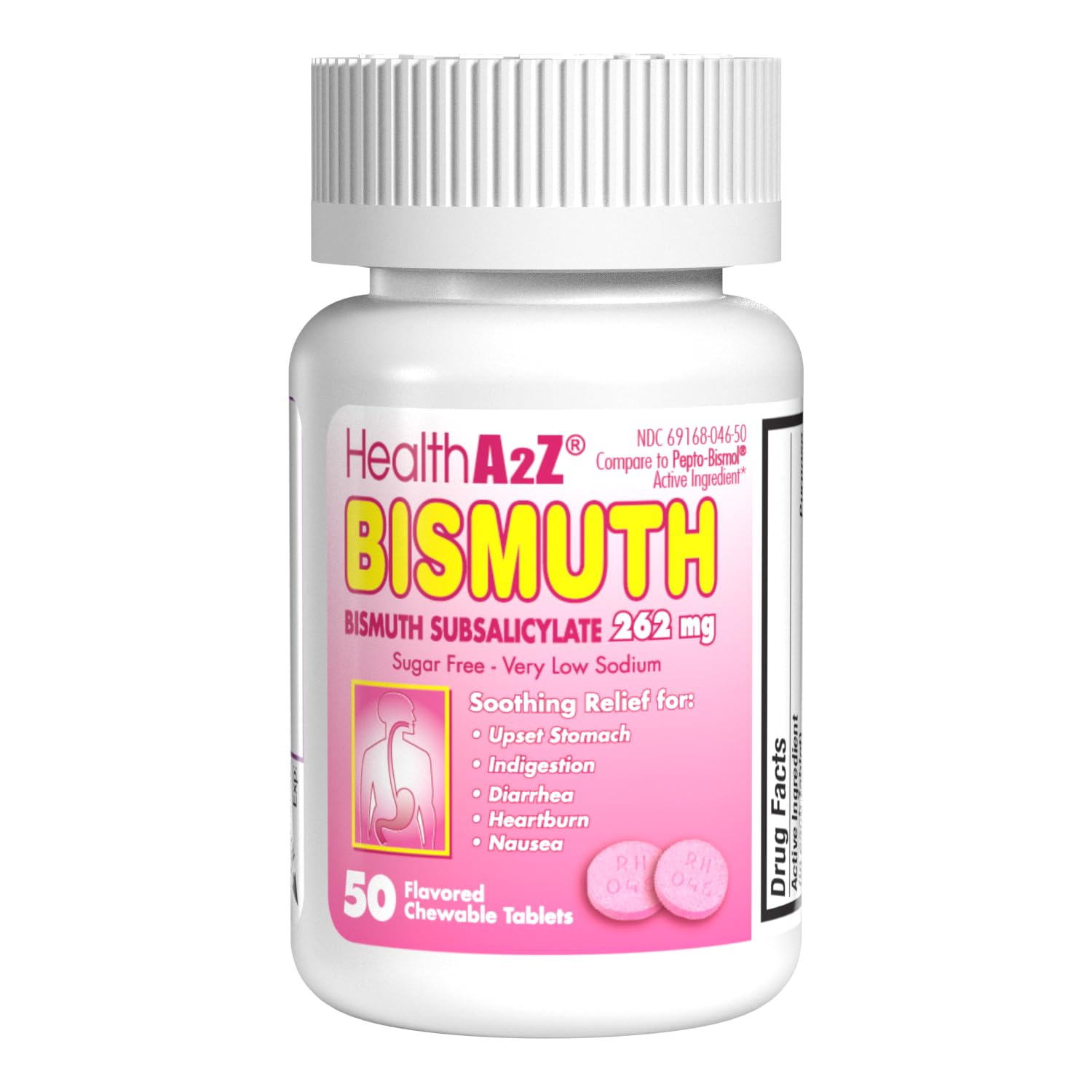 HealthA2Z Bismuth Subsalicylate 262mg Multi-Symptom Relief for Quick Digestive Comfort (50 Count Pack)