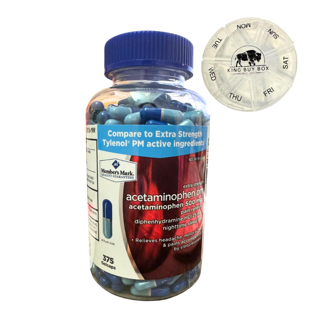  KING Pill Box Bundle with Acetaminophen PM Rapid Release Gelcaps for Pain Relief
| KING Pill Box with Acetaminophen PM 