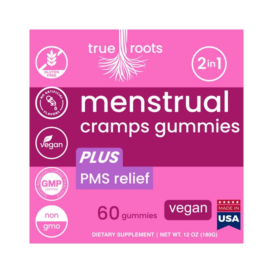  True Roots Menstrual Cramp Period Gummies for PMS Support
| Flo PMS Menstrual Cycle Relief Gummies for Women's Health
|