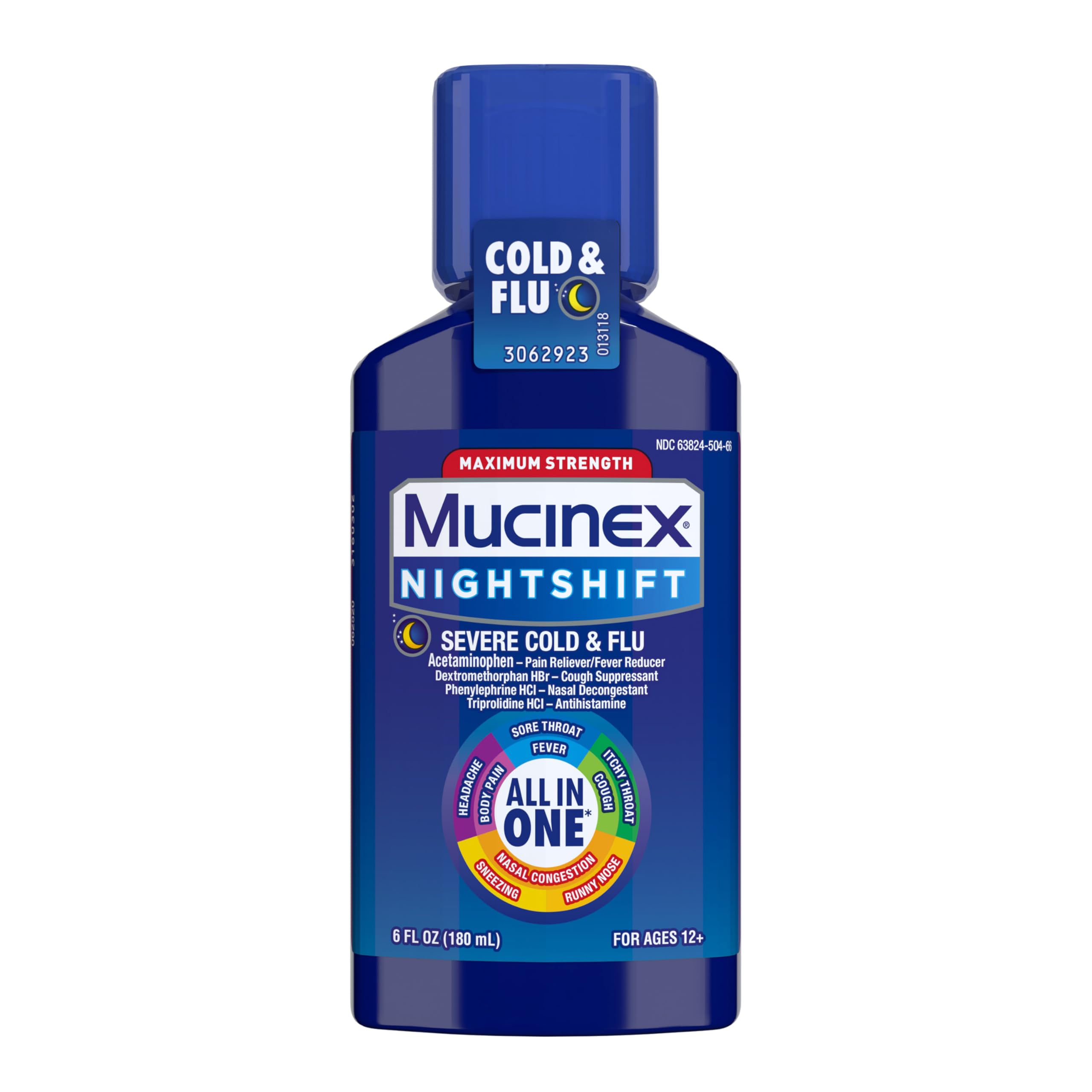 Mucinex Fast-MAX® Adult Liquid Nighttime Severe Cold & Flu Relief 6 oz - Fast Acting Medicine for Adults