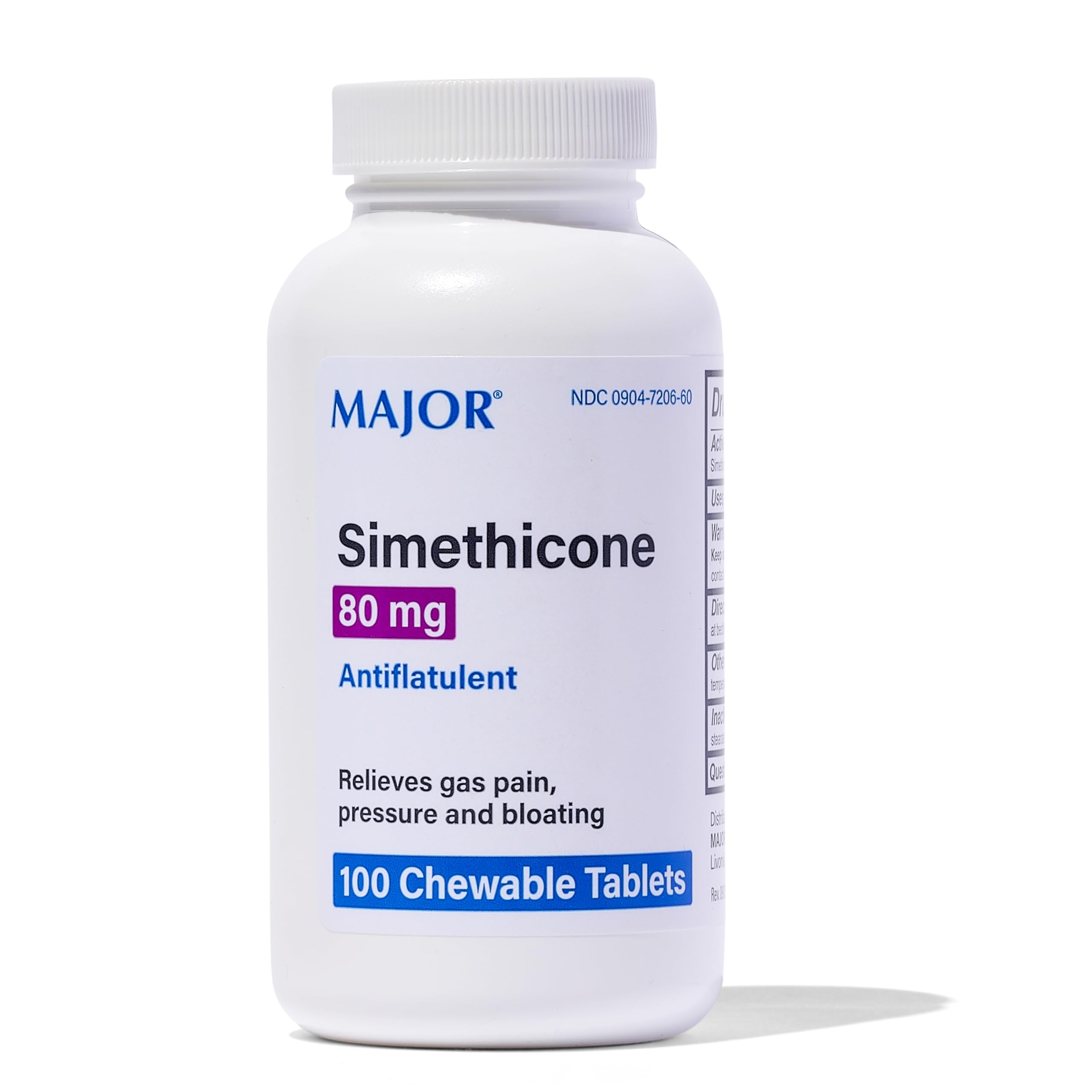  Major Simethicone Gas Relief 80 mg for Relief from Bloating and Gas Pressure - 100 Chewable Tablets
| Major Anti Flatul
