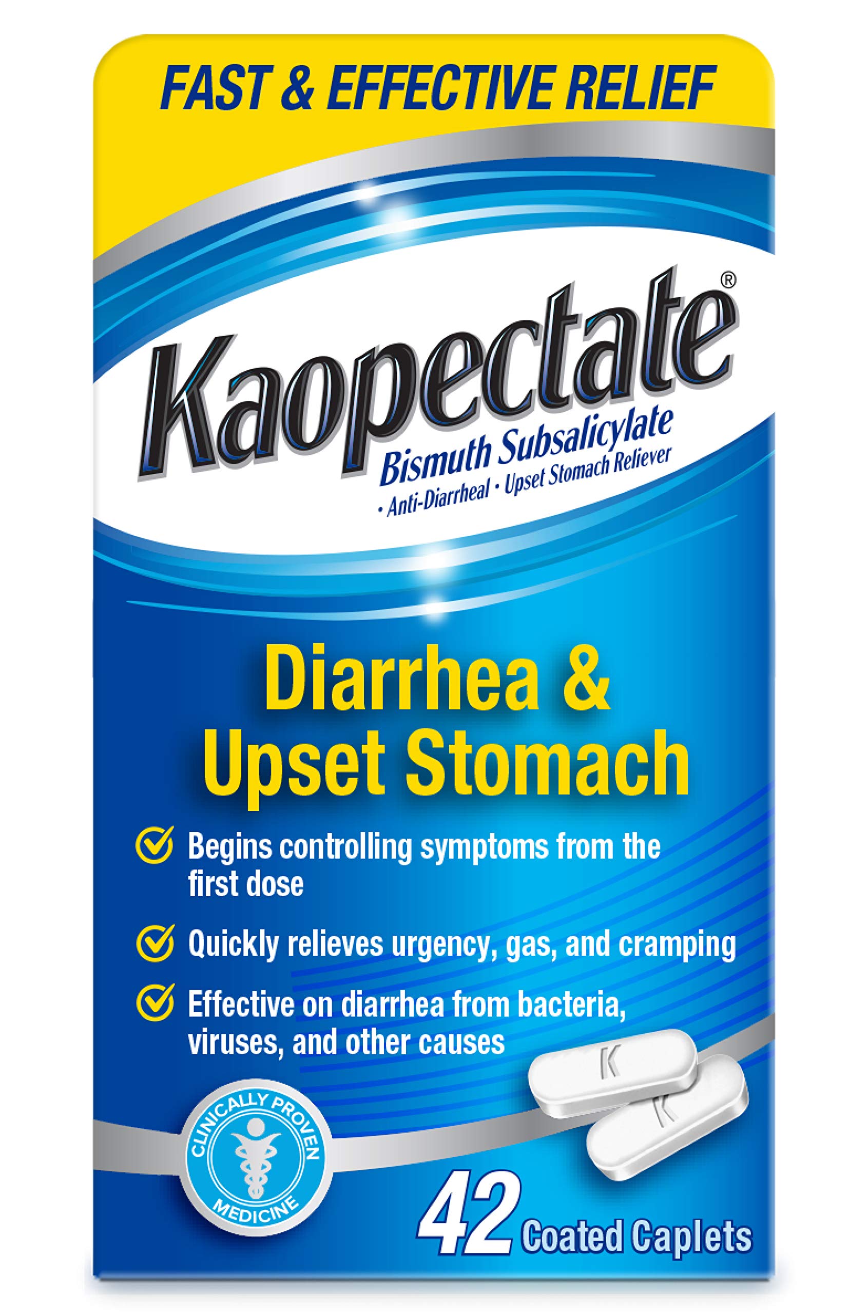 Kaopectate Multi-Symptom Anti-Diarrheal & Upset Stomach Relief for Adults, 42 Caplets  
Kaopectate Diarrhea and Upset St